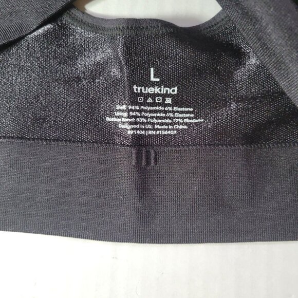 TrueKind Black Everyday Throw-On Wireless Bralette #91404 Size L - Picture 3 of 3